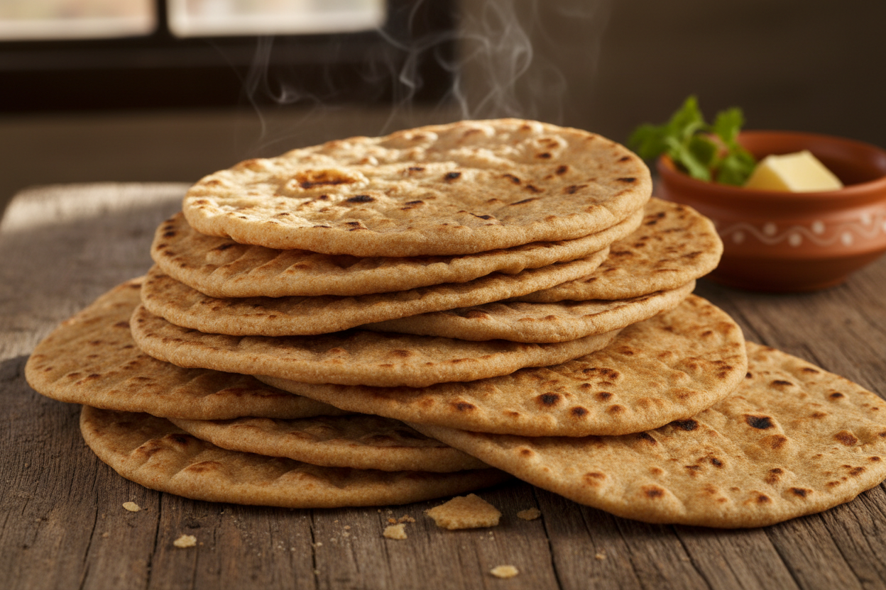 Roti, Soft whole wheat flatbread freshly made